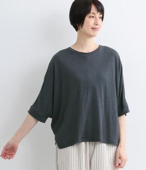 リネンレーヨンカットソー　2wayカーディガン(ネイビー-F)