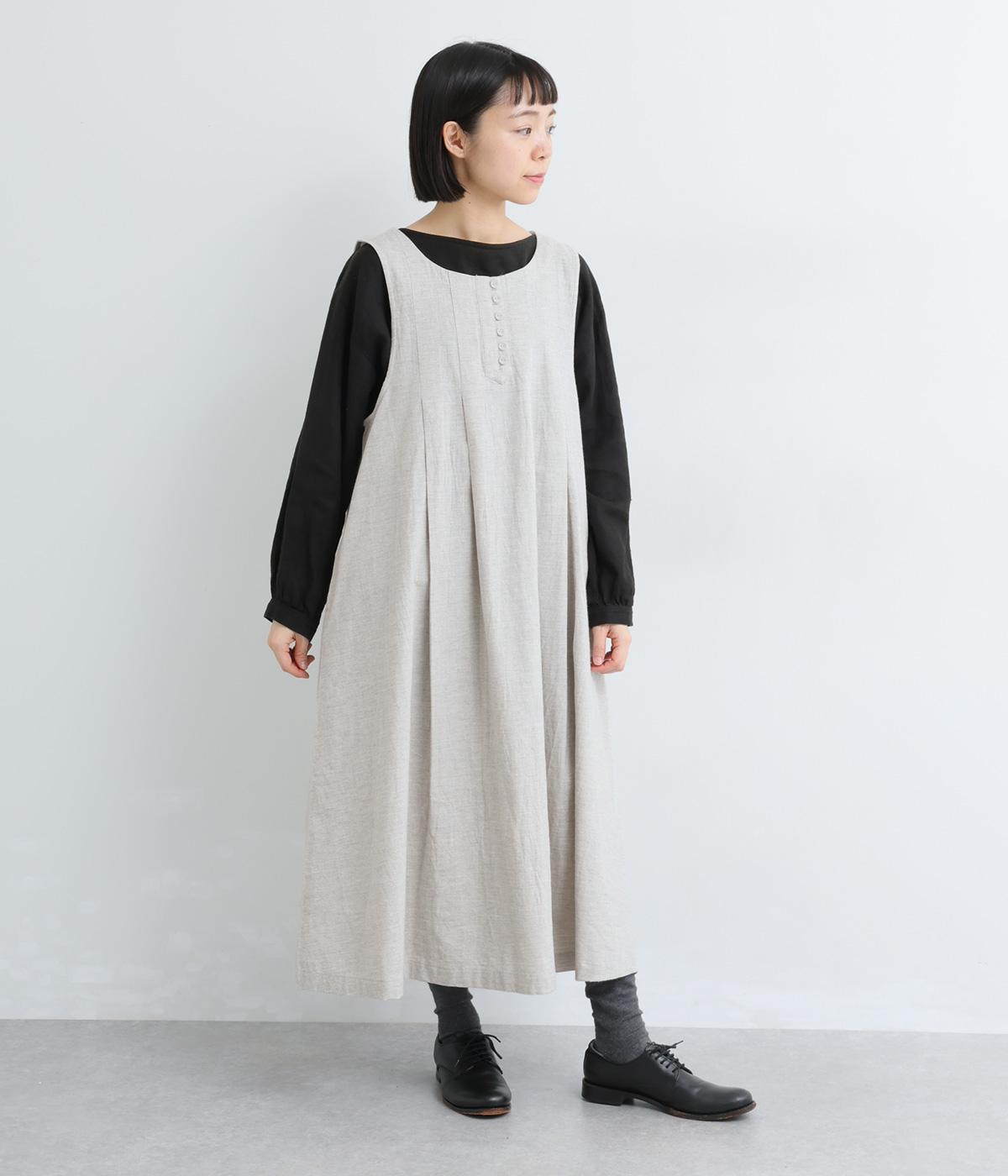 コットン　ダンガリージャンバースカート(グレー-F)