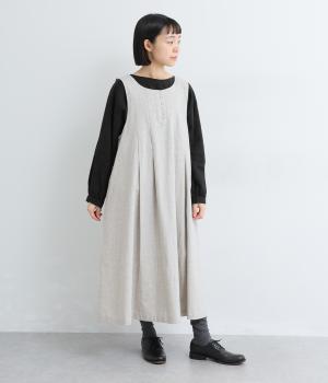 コットン　ダンガリージャンバースカート(グレー-F)