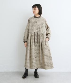 植物標本柄　プリントワンピース(グレージュ-F)