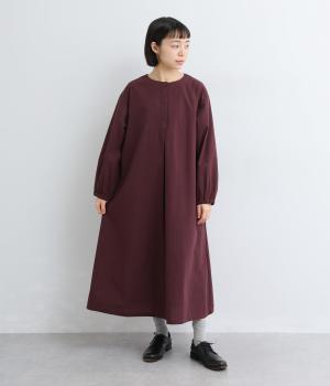 コットン混　平織チェックワンピース(レッド-F)