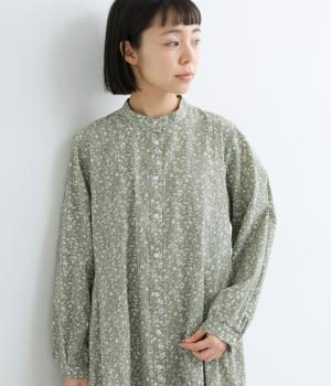 アソート　花柄プリントシャツワンピース(グリーン-F)