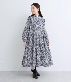 アソート　花柄プリントシャツワンピース(ネイビー-F)