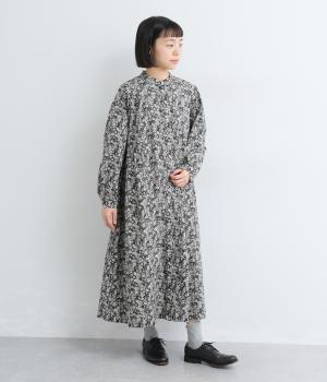 アソート　花柄プリントシャツワンピース(ブラック-F)