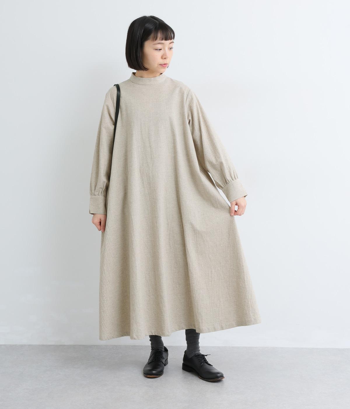 コットンシャンブレー　ミニハイネックワンピース(キナリ-F)