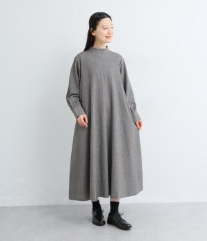 コットンシャンブレー　ミニハイネックワンピース(グレー-F)