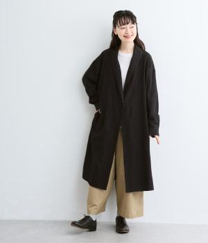 ランダムドット刺繍ロングジャケット（ブラック・F）