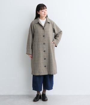 ウール混ヘリンボーンチェックコート（グレー・F）