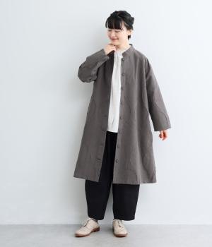 ドットジャカードハイネックコート（チャコール・F）