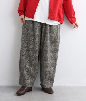 コットンツイードチェックテーパードパンツ