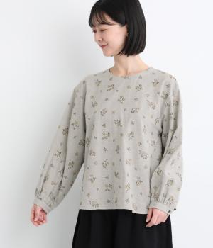 ダンガリー実りの季節刺繍ブラウス(グレー-F)