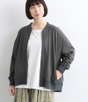 コットン混裏毛カットソーカーディガン（チャコール・F）