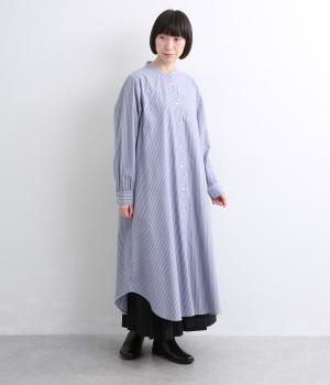 コットンアソートストライプワンピース（ブルー・F）