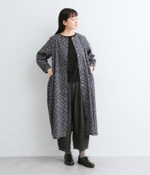 コットンローン花柄プリントワンピース（ネイビー・F）