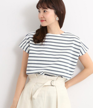 【CHANTECLAIR】ワイドプルオーバー(ホワイト×ブルー-ONESIZE)