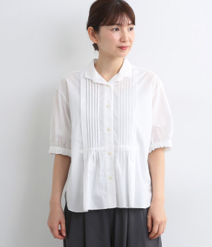 コットンコードットオーガニクスピンタックブラウス(ホワイト-ONESIZE)