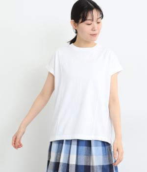 空紡糸ドライコットン切替えプルオーバー(ホワイト-ONESIZE)