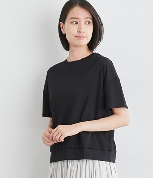 コットンナノシアワイドプルオーバー(ブラック-F)