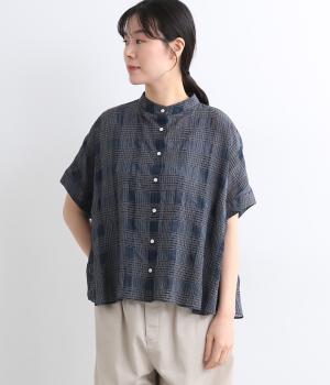シズルチェックドルマンワイドブラウス(ネイビー系-ONESIZE)