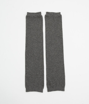 膝上まで暖かい　内側シルクロングレッグウォーマー(墨-ONESIZE)