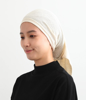 【おやすみケア】髪を乾燥から守る　シルク100％ロングナイトキャップ(キナリ-ONESIZE)