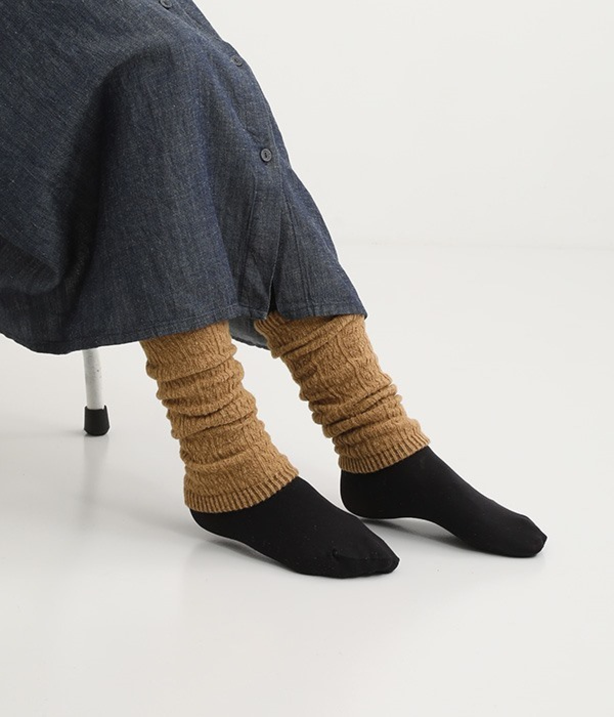 内側エコシルクとエコウールのふっくら暖かいレッグウォーマー(くるみ色-ONESIZE)