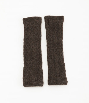 内側エコシルクとエコウールのふっくら暖かいレッグウォーマー(焦茶-ONESIZE)
