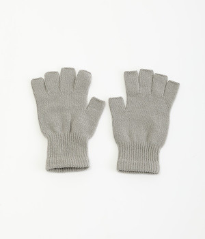 【極暖シルクシリーズ】指先開きハンドウォーマー(シルバー-ONESIZE)