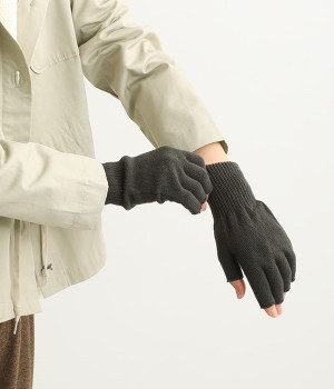 【極暖シルクシリーズ】指先開きハンドウォーマー(スミ-ONESIZE)