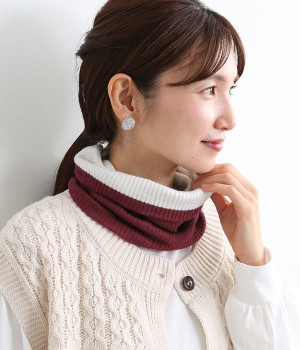極暖シルク　内側シルク2重編みネックウォーマー(紅色-ONESIZE)