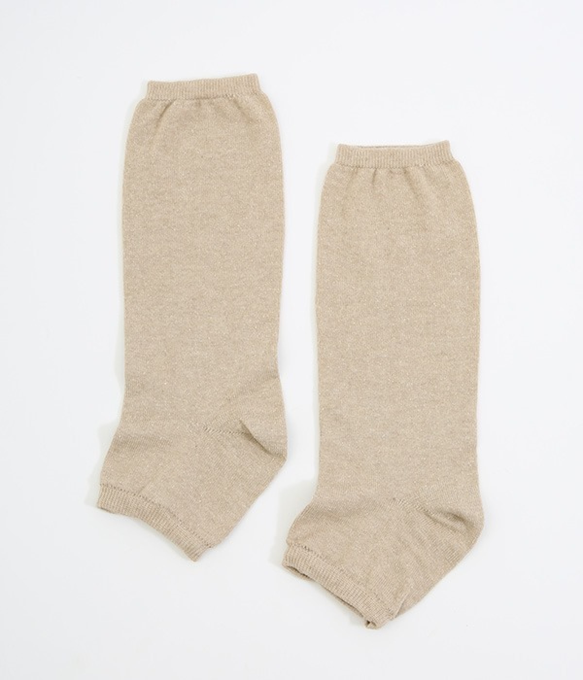 シルクとコットンリネンのかかと付きレッグウォーマー(砂色-ONESIZE)