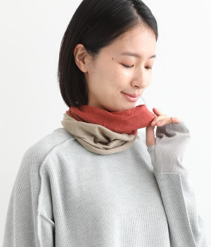 【極暖シルクシリーズ】ネックウォーマー(れんが×灰-ONESIZE)