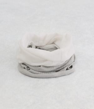 【極暖シルクシリーズ】ネックウォーマー（白×薄銀・F）