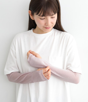 シルクのふんわりアームウォーマー(薄紫-ONESIZE)