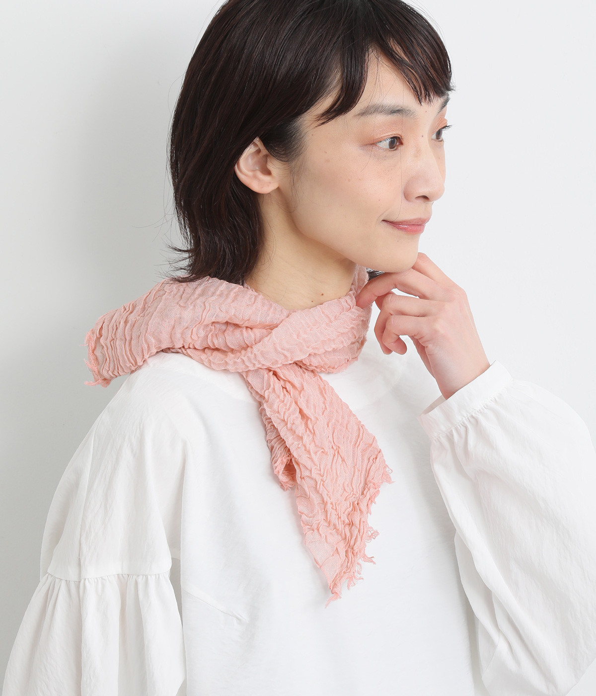 汗を吸って乾きやすい　シルクと綿のコンパクトストール(桜色-ONESIZE)