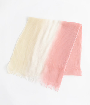 軽くてやわらかいシルク混ストール(パネル/ざくろ×菜の花-ONESIZE)