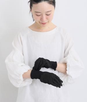 スマホ対応シルク混UV手袋(鉄黒-F)