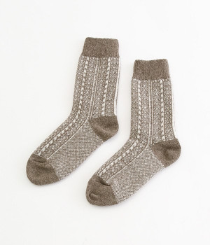 ウールジャガードホドラングソックス(モカ-ONESIZE)