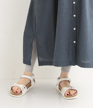 コットンリネンリブレギンス(ヘザーグレー-ONESIZE)