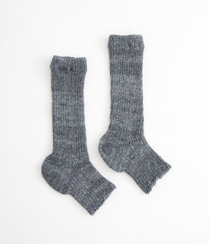 リネンオーガニックコットンリブサンダルソックス(ネイビー-ONESIZE)