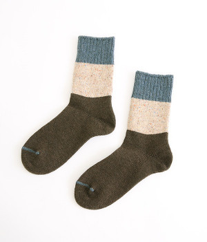 ウールミックススイッチングネップソックス(ブラウン-ONESIZE)