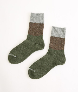 ウールミックススイッチングネップソックス(グリーン-ONESIZE)