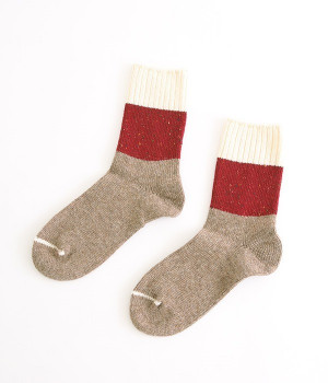 ウールミックススイッチングネップソックス(モカ-ONESIZE)