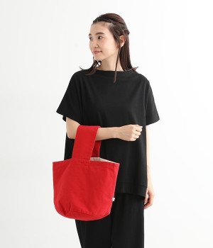 キャンバスバケットバッグスモール(レッド-ONESIZE)