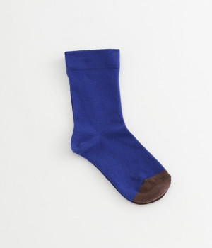 くちゴムなしコットンバイカラーソックス(ブルー-ONESIZE)