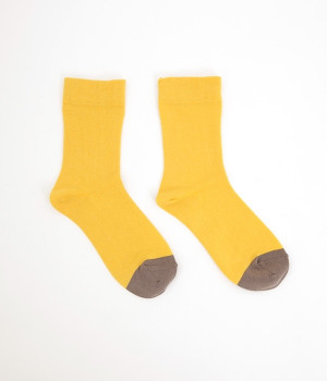 くちゴムなしコットンバイカラーソックス(イエロー-ONESIZE)