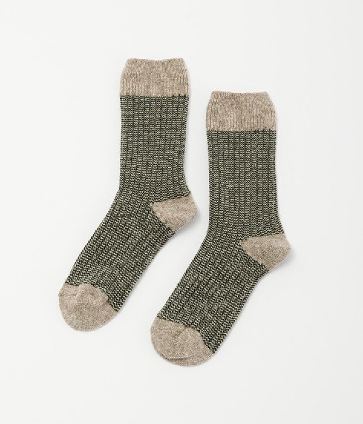 ウールジャカードソックス(グリーン-ONESIZE)