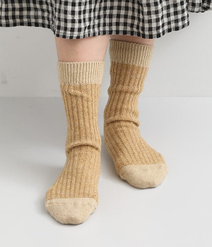 ウールジャカードソックス(マスタード-ONESIZE)