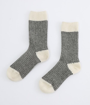 ウールジャカードソックス(ブラック-ONESIZE)