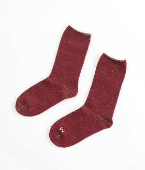 ウールシルクHMソックス(ワイン-ONESIZE)